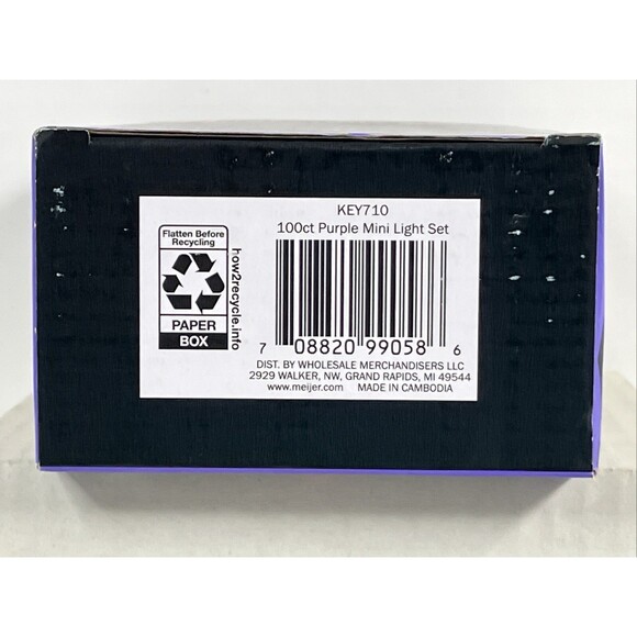 Purple Mini Light Set 100 Lights with Black Cord Indoor Outdoor 20ft UL Cert - Picture 7 of 8